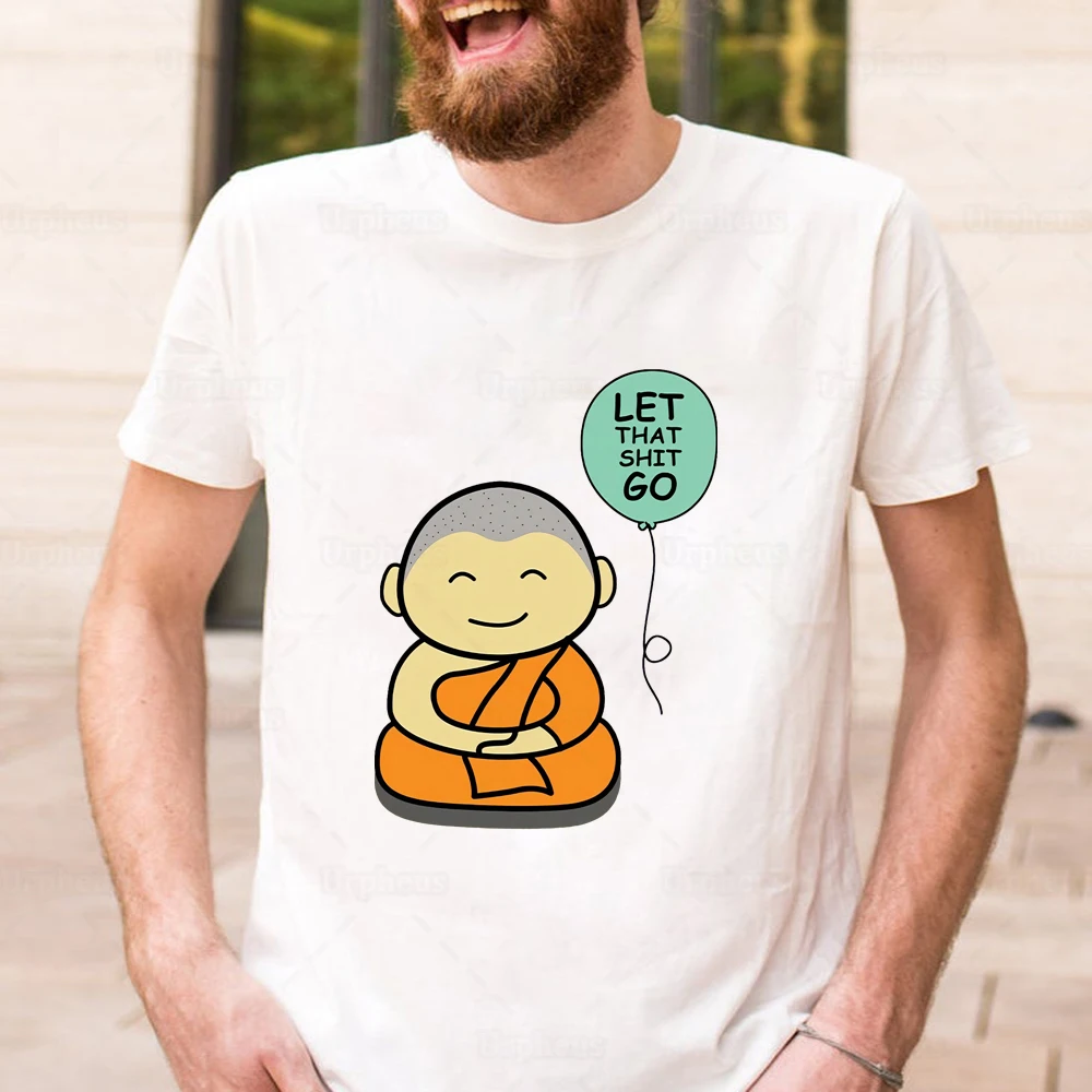 

Смешные детские маленькие буддистские футболки с надписью Let That shitgo Humor, летний топ в стиле хип-хоп из 100% хлопка