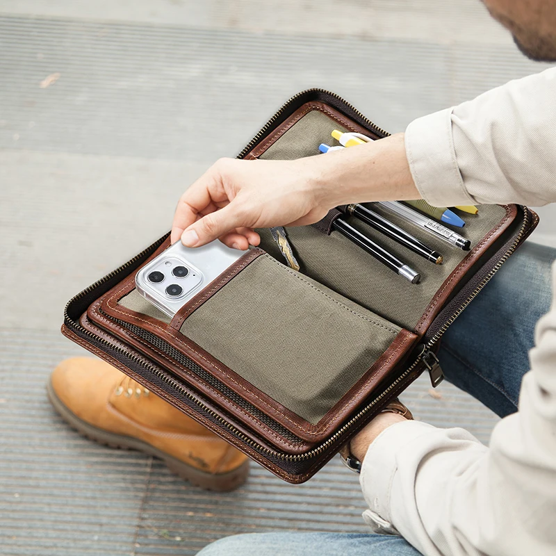 Мужская сумка клатч CONTACT'S Большой Вместительный мужской кошелек на молнии из