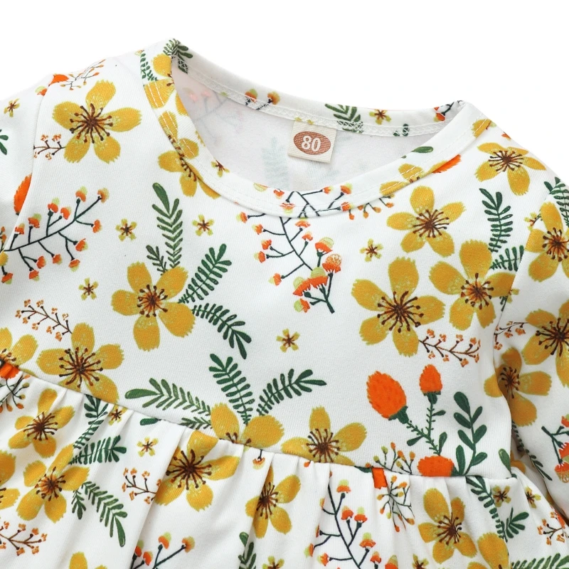 

Baby Girl Floral Long Sleeve Dress Top Pants Suit Lovely girl printing long sleeve suit girls casual wear 2 pieces for 0-24M