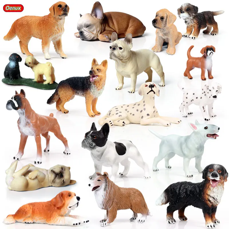 

Oenux Lovely Pet Dog Animals Model Action Figure Boxer Bulldog Dalmatian Figurines Cute Miniature Collection Toys For Kids Gift