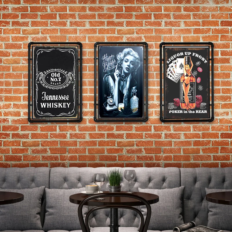 

Whiskey Vintage Tin Sign Bar Pub Home Wall Decor Retro Metal Art Beer Coffee Poster Plate 30*20cm
