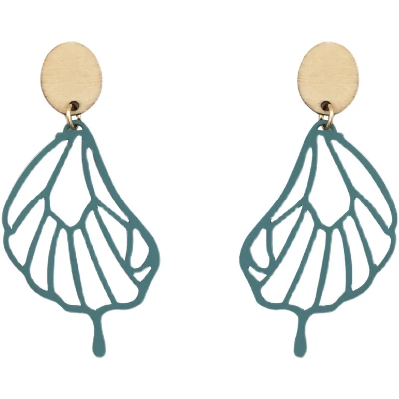 

CH-644 S925 Silver Needle Hollow Blue Wing Stud Earrings Fresh and Beautiful Girl Earrings Personality Simple Earrings