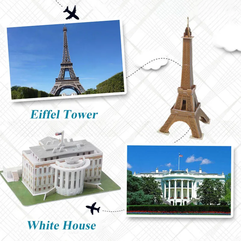 3D пазл детский из бумаги 8 + лет взрослая известная модель города здания городской