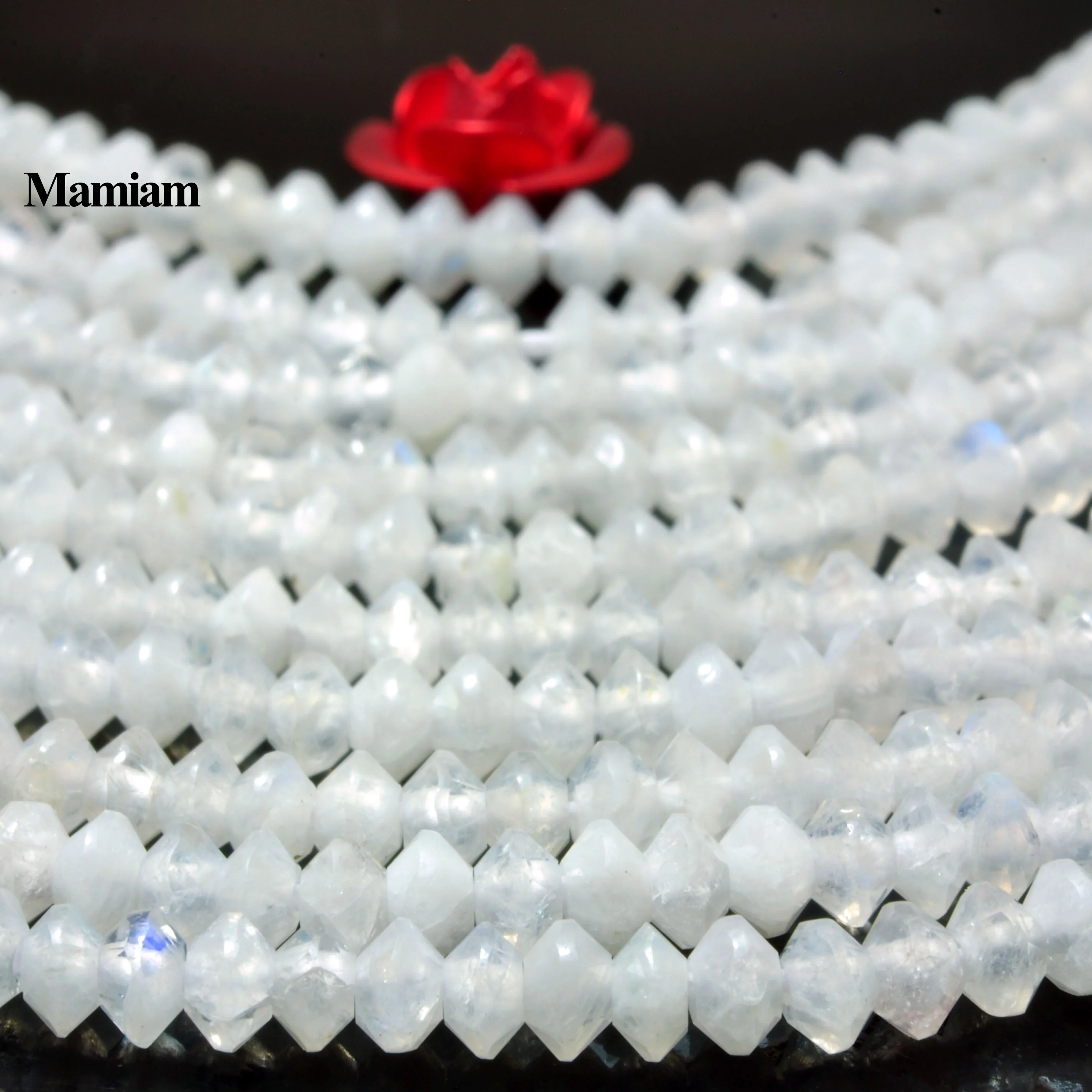 

Mamiam Natural Blue Rainbow Moonstone Faceted Rondelle Beads 2x3mm Smooth Gemstone Diy Bracelet Necklace Jewelry Making Design