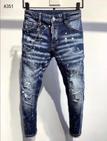 dsquaren2 mens fashion trend patch applique washed frayed hole painted slim fit slim jeans mens jeans a351
