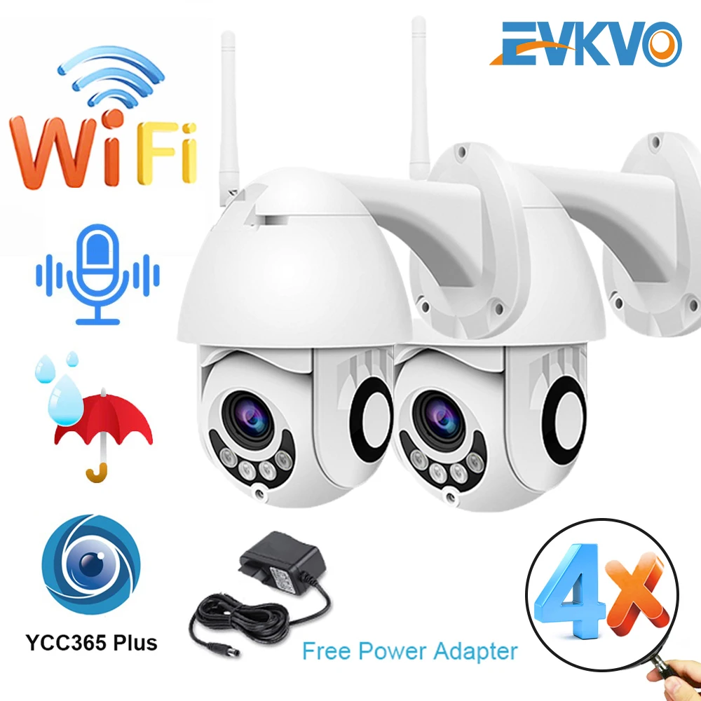 

2 шт. 1080P Wi-Fi IP Камера Открытый двухстороннее аудио PTZ 4X цифровой зум IR Ночное видение Беспроводной безопасности Скорость купол Камера YCC365