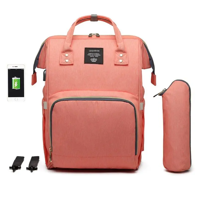 

Nappy Nappy Backpack Bag Mummy Large Capacity Mom Baby Multi-function Waterproof Outdoor Travel Diaper Bags with USB Charging