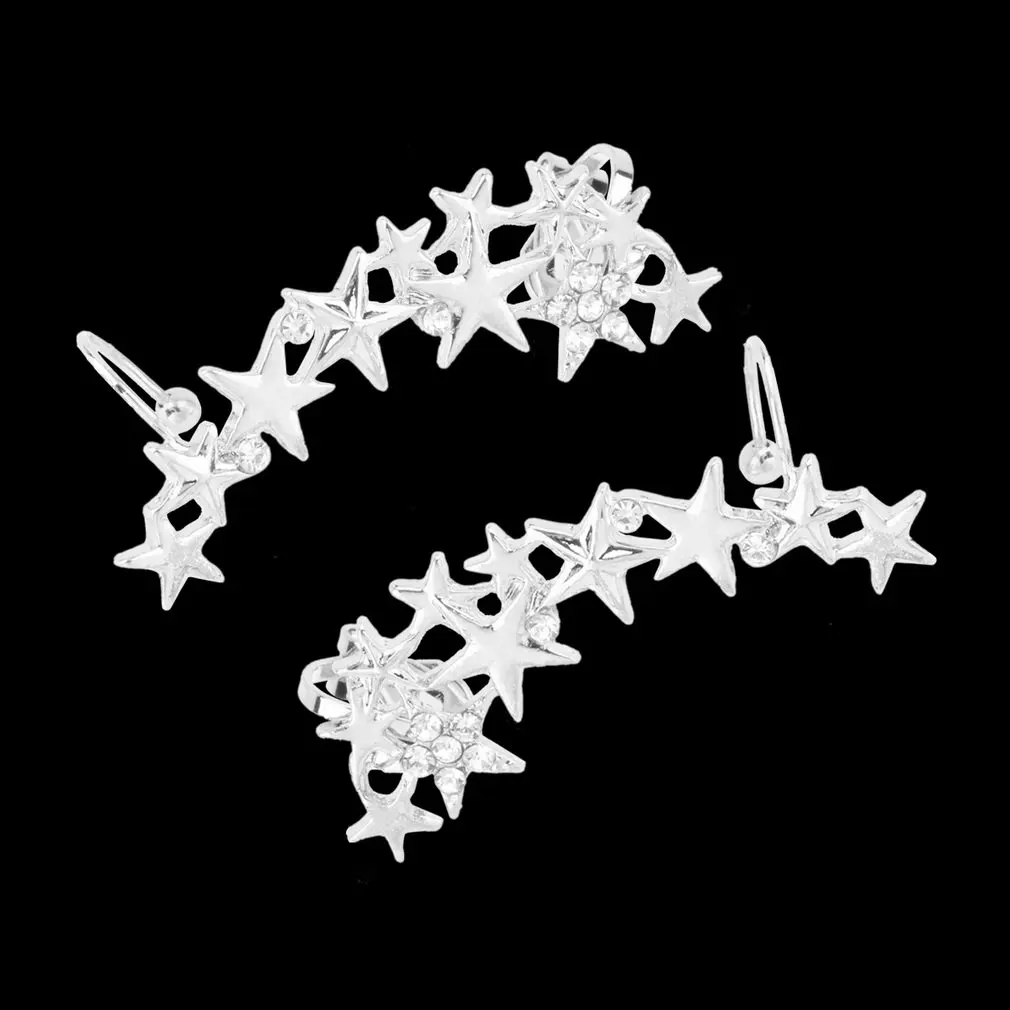 1 пара модных звездочек клипсы для ушей Кафф серьги без пирса свадебные