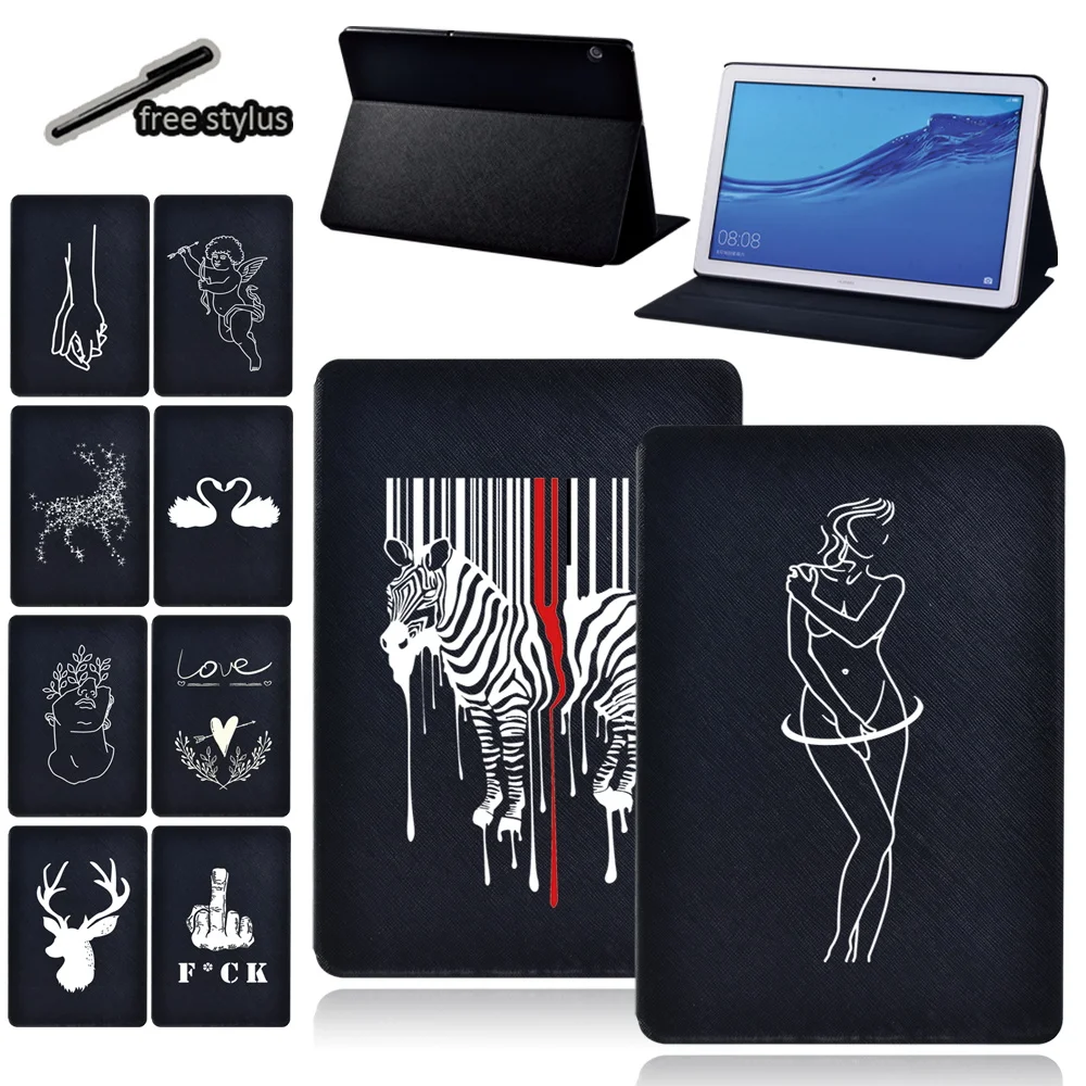 

For Huawei MediaPad T5 10 10.1 Inch/M5 Lite/M5 10.8 Inc/T3 10 9.6 /T3 8.0 Inch Tablet Case Protective Shell + Free Stylus