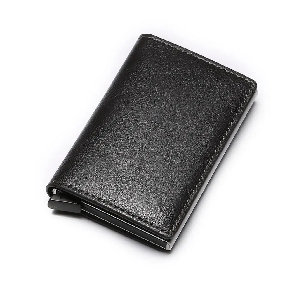 9810-gray Мужской кредитный держатель для карт, RFID Блокировка, мужской кошелек, автоматическая застежка, мужской кошелек, кожзам, кошельки для банковских карт, Бизнес ID держатель для карт - Цвет: 9810-gray