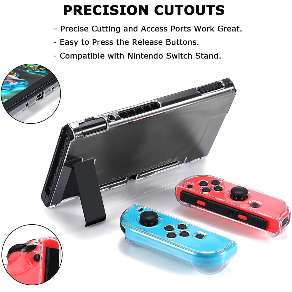 

For Nintendo Switch Transparent Crystal Shell Ultra Thin Shockproof Console Protective Coque Detachable Hard PC Protection Cover