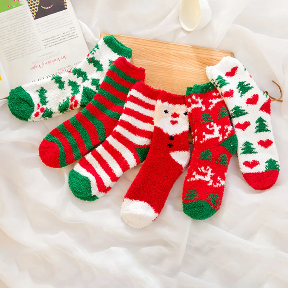 

Thick Coral Fleece Adult Autumn And Winter Christmas Socks