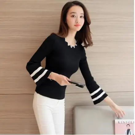 Свитер женский трикотажный с длинным рукавом Осень-зима 2020 | Женская одежда