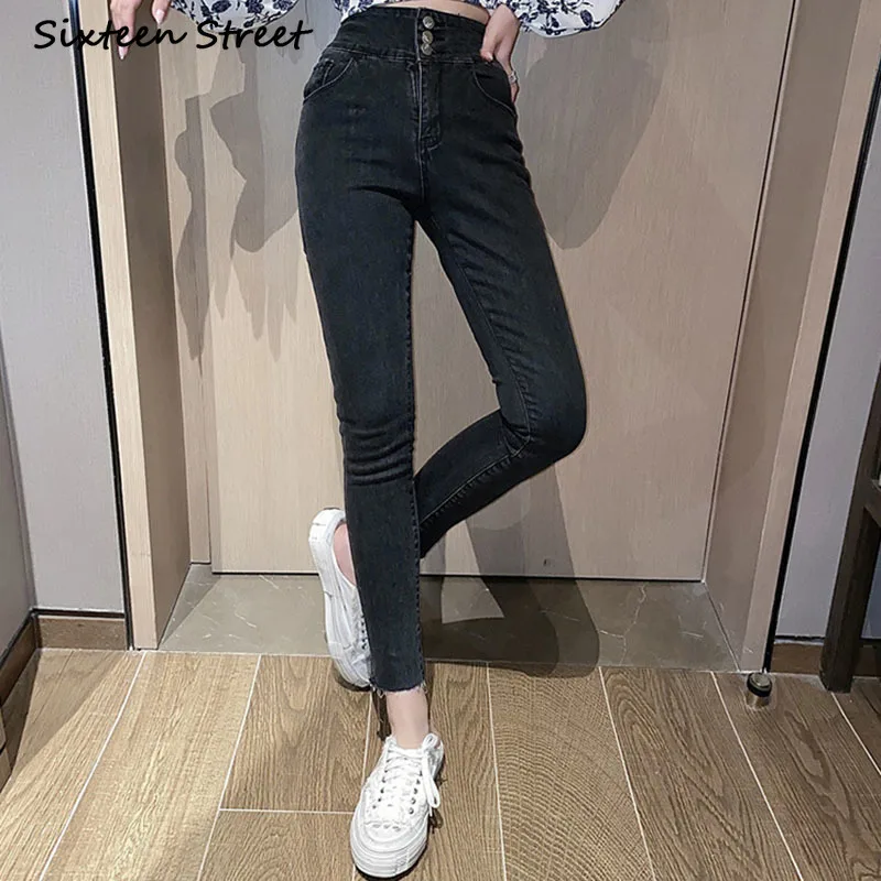 

Женские джинсы, Новинка осени 2020, узкие Стрейчевые прямые брюки-карандаш в Корейском стиле с высокой талией, женская одежда в эстетике Y2K Denim