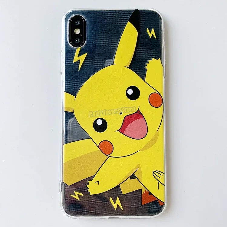 Прозрачный чехол для телефона с покемоном Пикачу iPhone 13 pro max 12 mini 11pro x xr xs 7 8plus