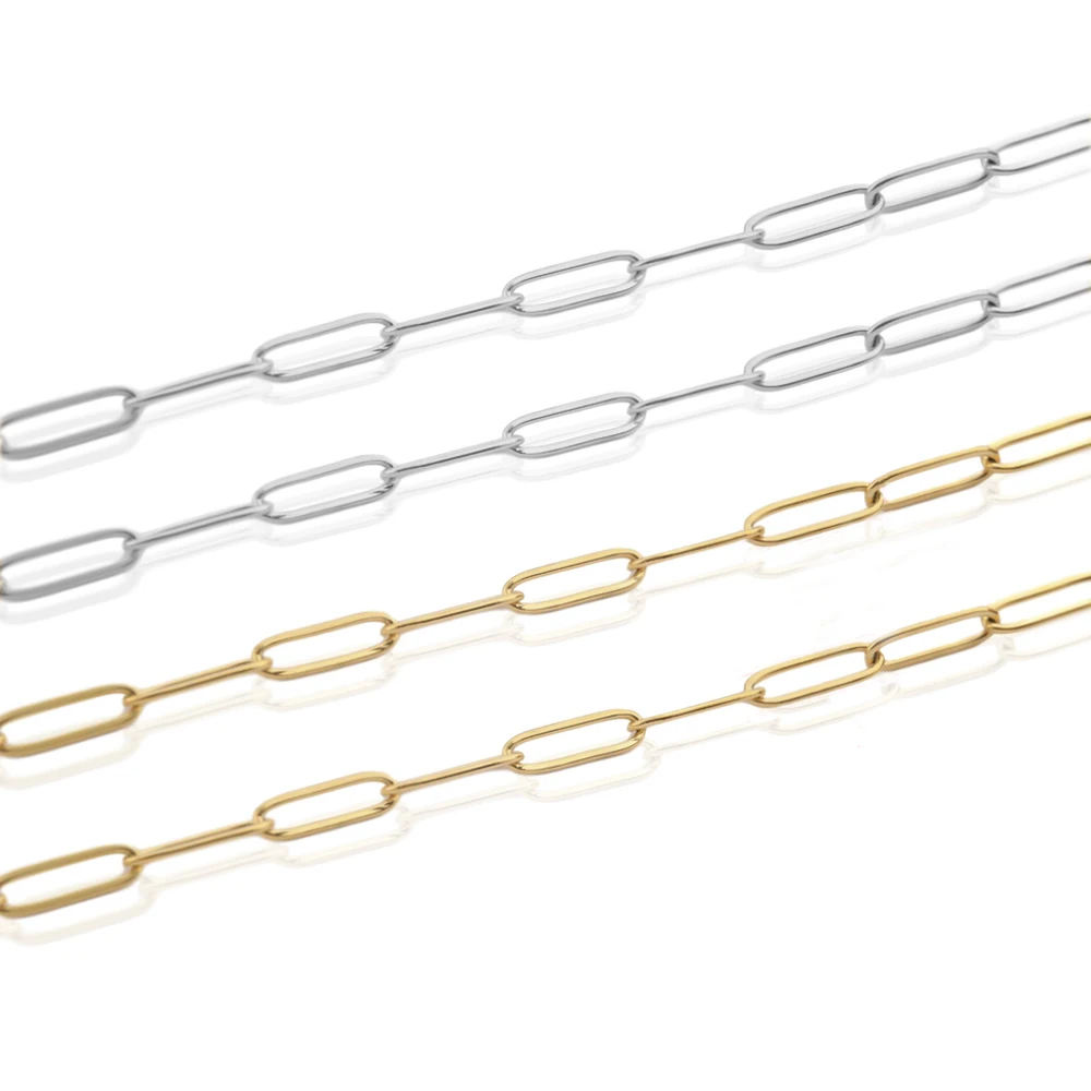 

1Meter Stainless Steel Gold Plated Paperclip Chain Rolo Cable Link Chains for DIY Necklace Bracelet Anklet Jewelry Making