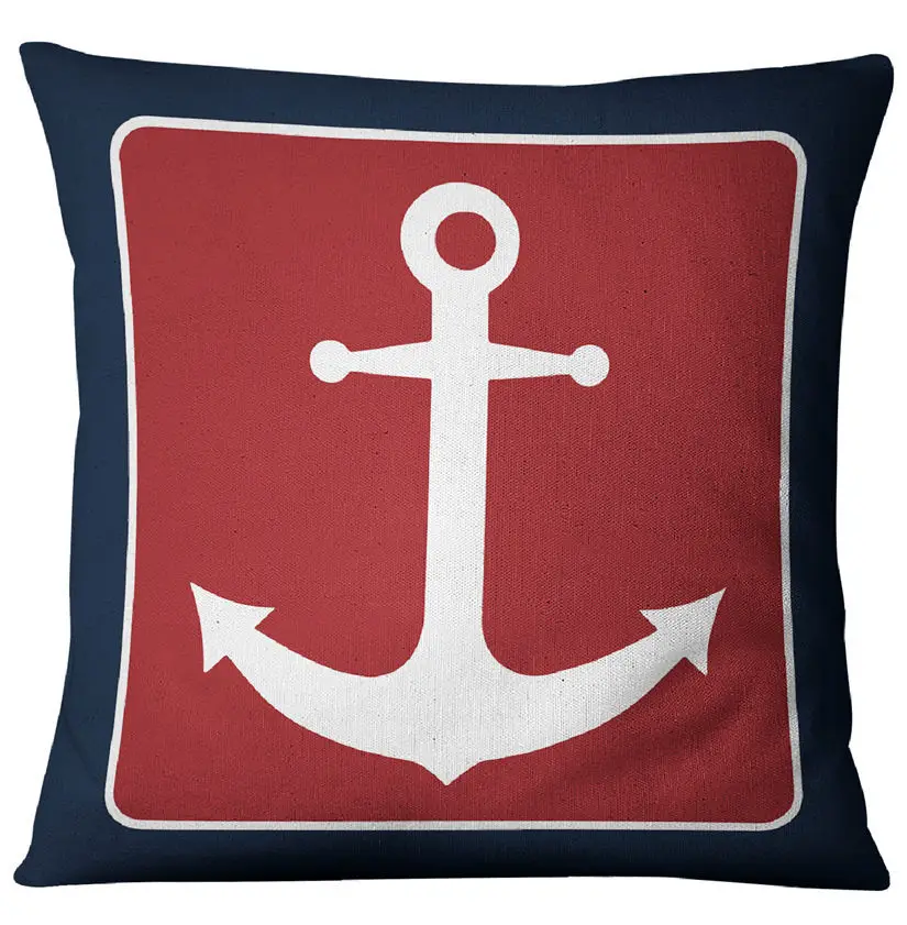 Льняная подушка в американском стиле с голубым якорем морской моряк домашняя