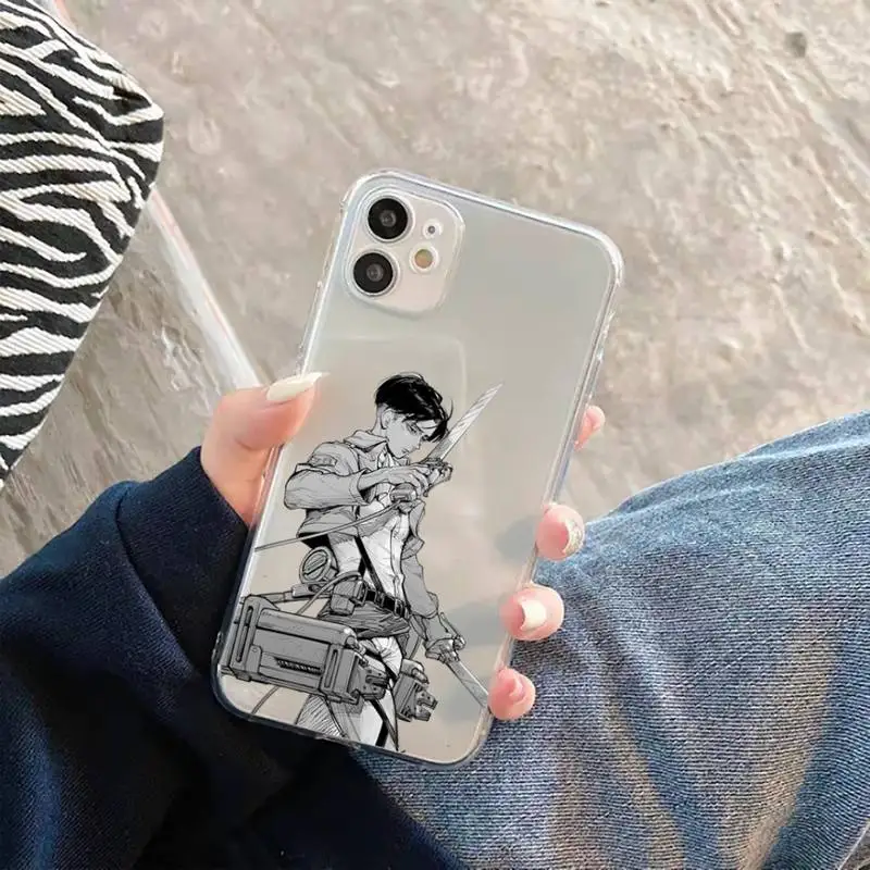 

Anime Japanese attack on Titan Phone Case Transparent for iPhone 11 12 mini pro XS MAX 8 7 6 6S Plus X 5S SE 2020 XR