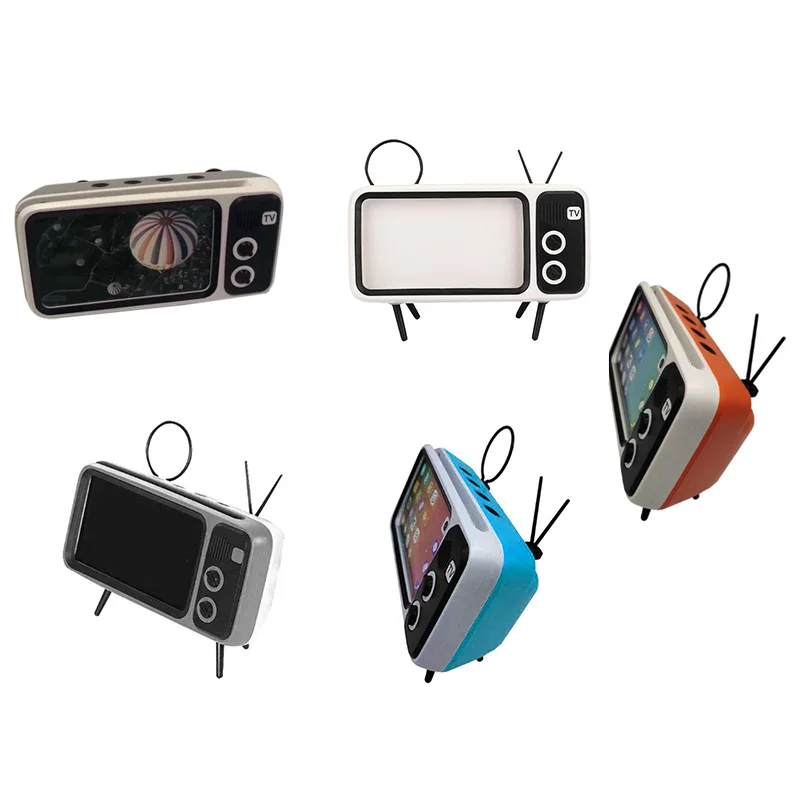 

3 In 1 Retro TV Mini Portable Wireless Bluetooth Bass Speaker Mobile Phone Holder Speaker Retro Photo Frame for Gift