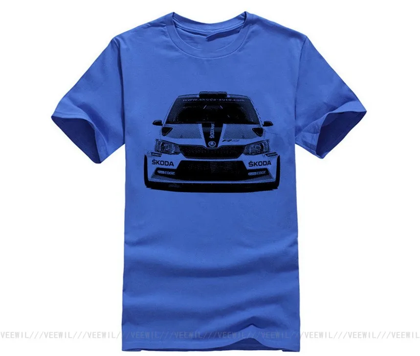 Летняя Модная стильная футболка Skoda WRC для мужчин молодежи среднего возраста -