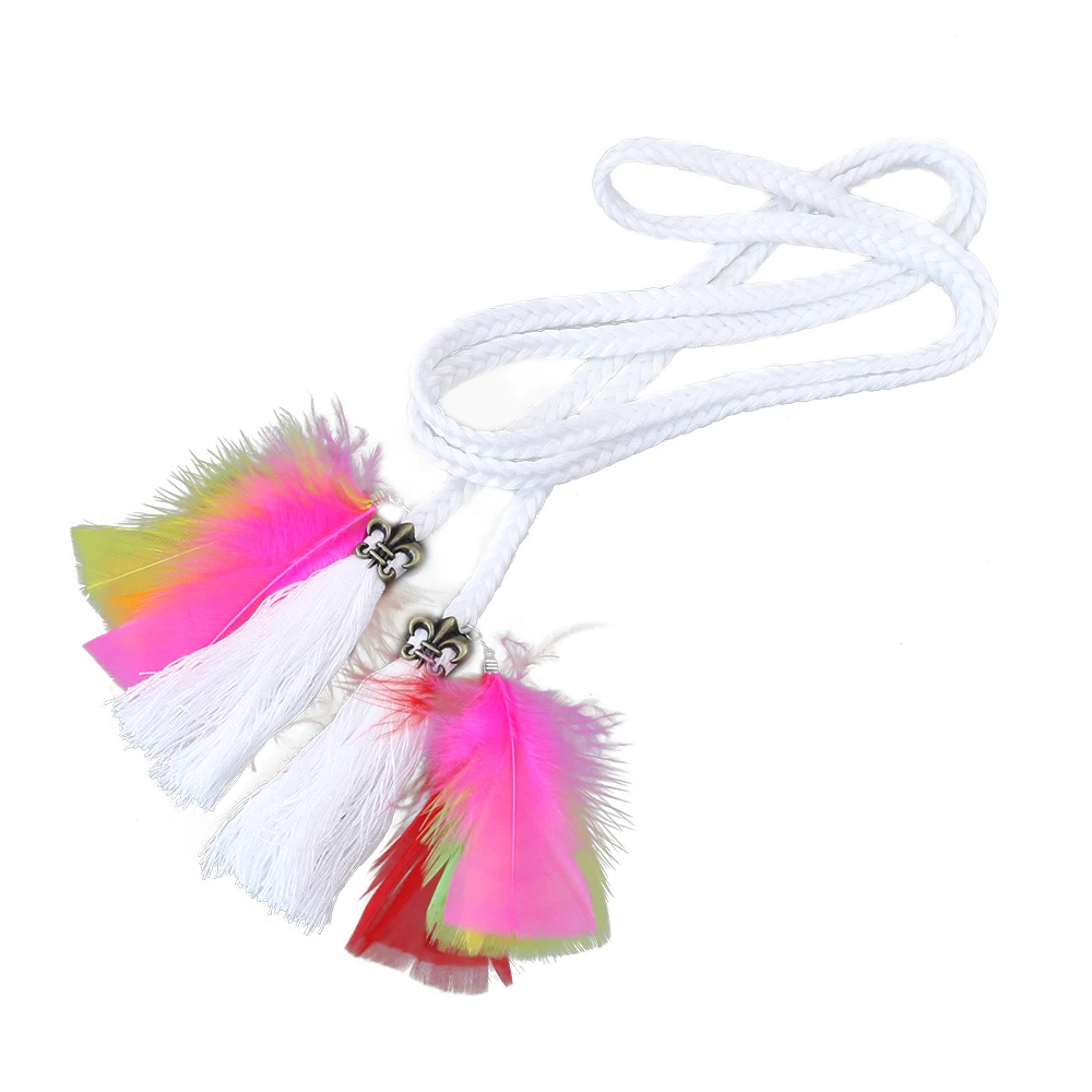 Женский плетеный ремень с перьями в этническом стиле | Дом и сад