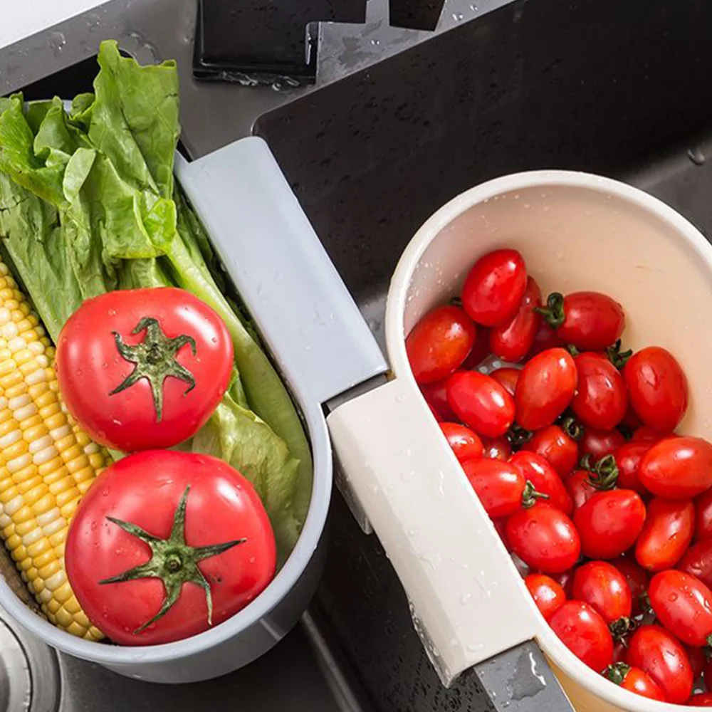 

2PCS Washing Vegetable Fruit Sink Basket Creative Practical Drain Basket