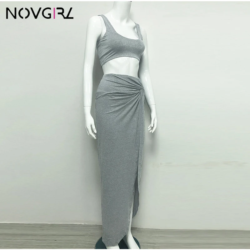 Женский комплект из двух предметов Novgirl укороченного топа и длинной юбки с