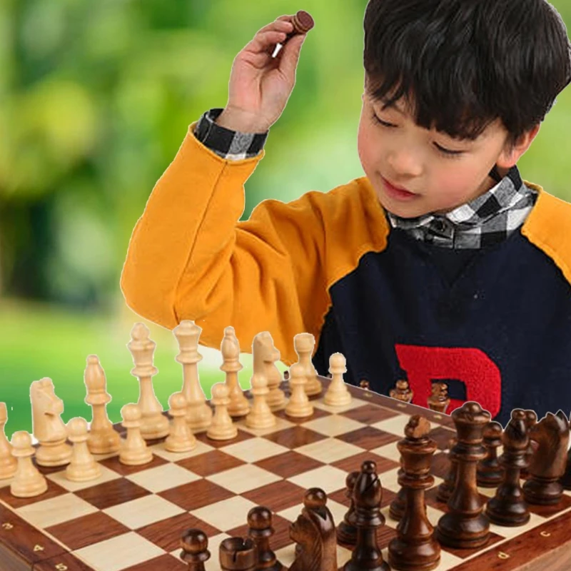 

Chess Solid Wood Set Large Children's Wooden Folding Chessboard Special For Chess Game