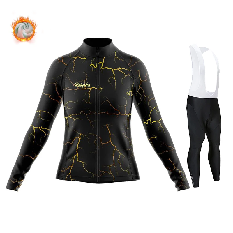 

2021 Ralvpha-fleece couple cycling clothes bib suit winter warm factory direct sales