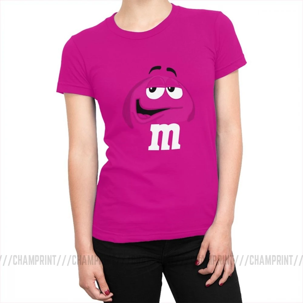 Фуксия M& M's Chocolate Candy, топы, футболки с персонажем, Новая модная женская футболка, Harajuku, хлопковая Футболка для женщин, забавная одежда - Цвет: Фуксия