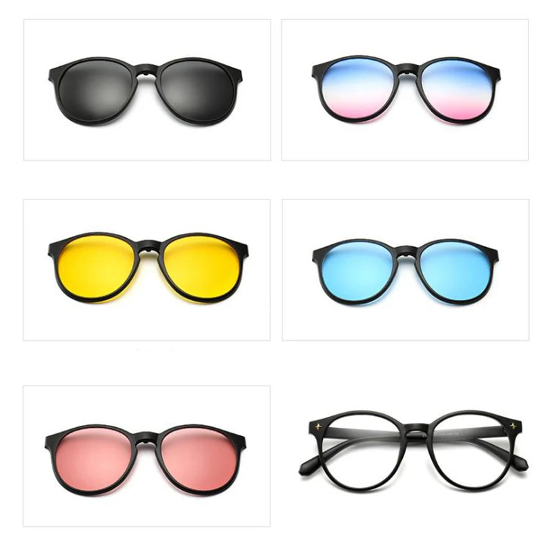 Набор Магнитных солнцезащитных очков для мужчин и женщин 6 в 1