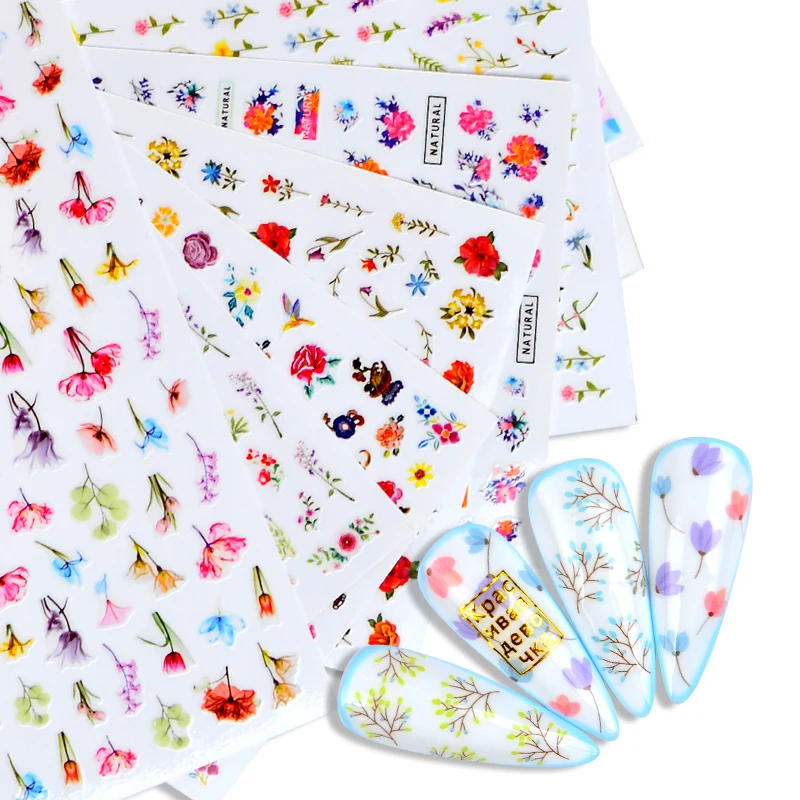 

Наклейки для ногтей слайдеры зеленый трилистник цветы Клевер гинкго лист наклейки для дизайна ногтей 3D Роза для ногтей Фольга для маникюра