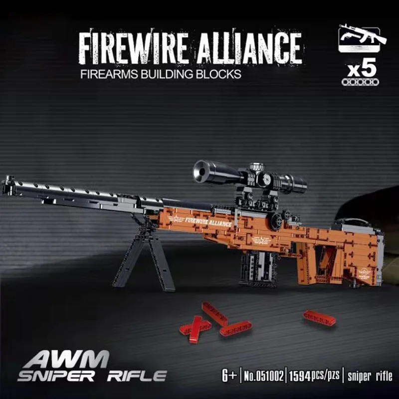 Снайперская винтовка Mork MOC AWM строительные блоки модель оружия военная игра серия