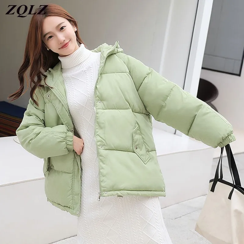 Женская зимняя куртка ZQLZ новинка 2020 года свободная короткая парка с капюшоном