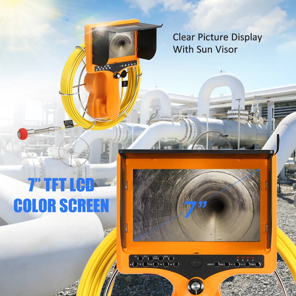 Камера наблюдения канализационных труб с функцией DVR счетчик расстояния