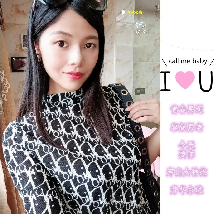 

Spring and autumn style foreign style high collar wear versatile medium sleeve long sleeve top, Korean slim LARGE T-SHIRT