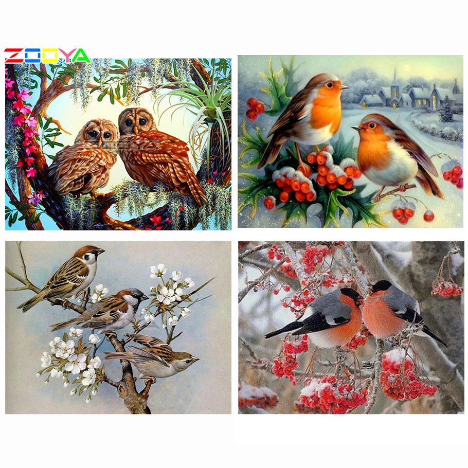 Алмазная вышивка 5D DIY круглая Картина Настенная Наклейка Две совы на дереве