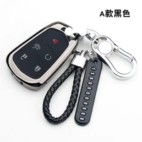 key cover car key case for cadillac escalade 2015 2018 smart remote fob cover keychain protector bag auto accessory