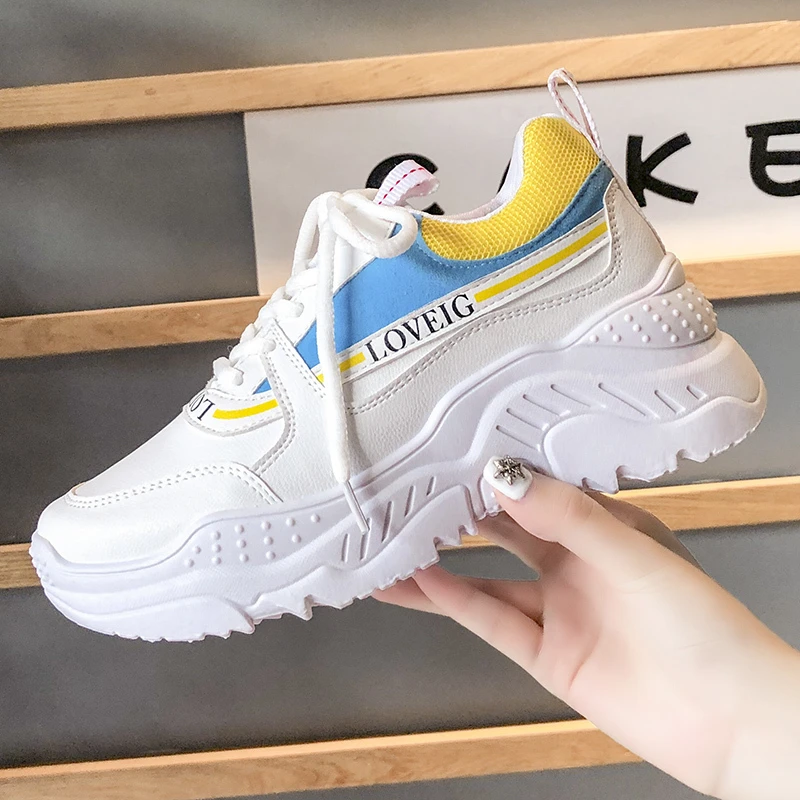 Женские кроссовки на массивном каблуке Модная обувь для папы Теннисные женские