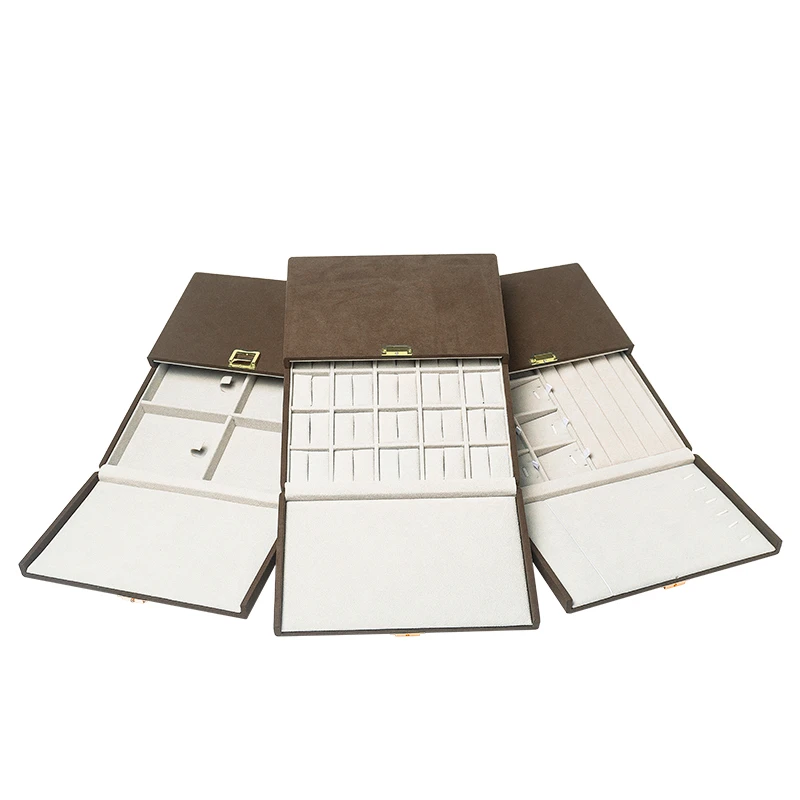 Popular old style Jewelry Display Casket Brown Pendant set box wedding for Tasteful lady ring necklace bracelet box