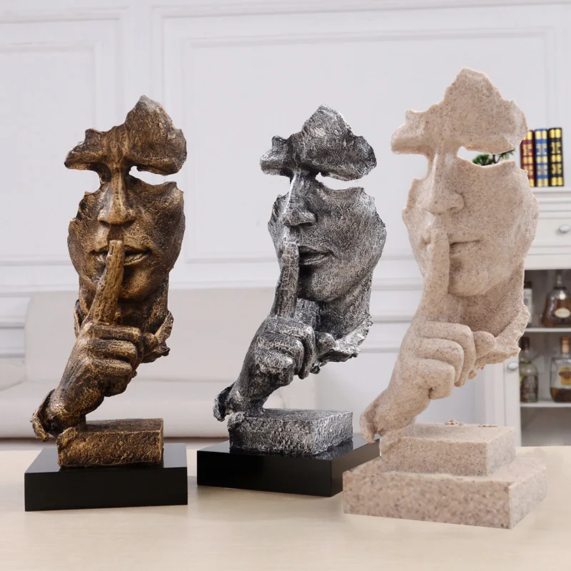 Абстрактная миниатюрная скульптура тишина Золотая фигурка украшения ретро