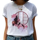 Короткая футболка с героями из японского аниме Kimetsu без Yaiba демон футболка с убийцей женский Графические футболки топы уличная Панк Harajuku Женская футболка