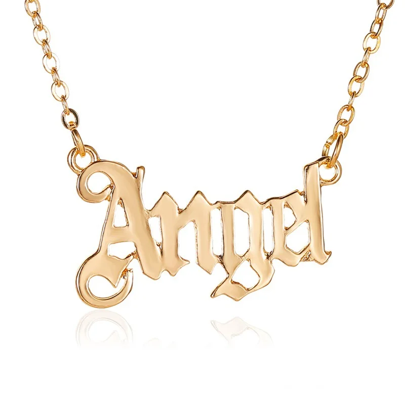 Old English Letter Pendant Necklace Angel Babygirl Font Short Clavicle Chain Sexy Lady Choker Decor Jewelry | Украшения и