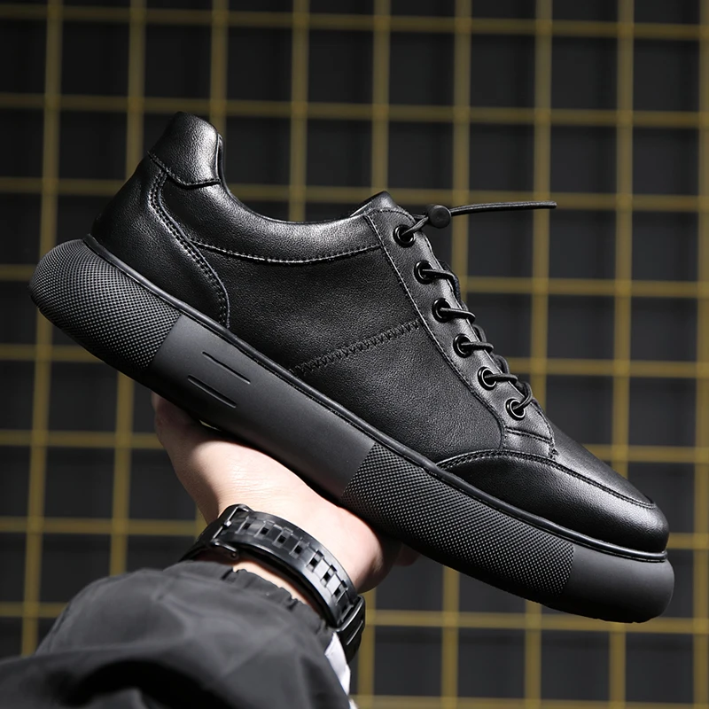 

2020 Man Quality Cowhide Leather Shoes Soft Rubber Sole Men Business Casual Loafers White Youth Fashion Genuine Leather Shoes