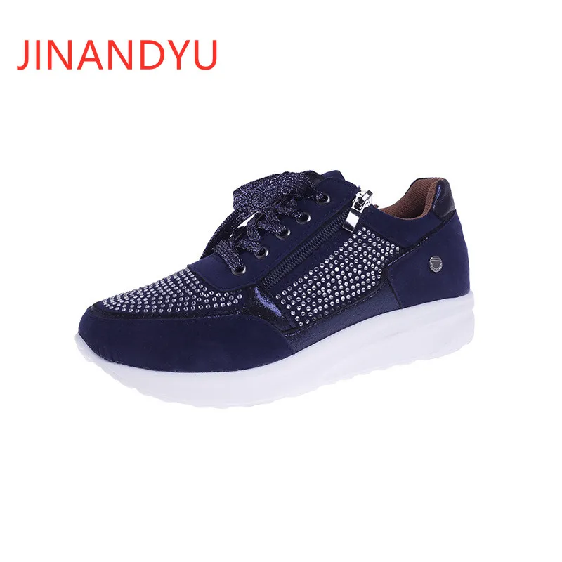 

Crystal Plus Size Women Sneakers Platform Shoes Lace Up Ladys Casual Sport Shoes Woman Chunky Shoes Womens Fashion Trainers