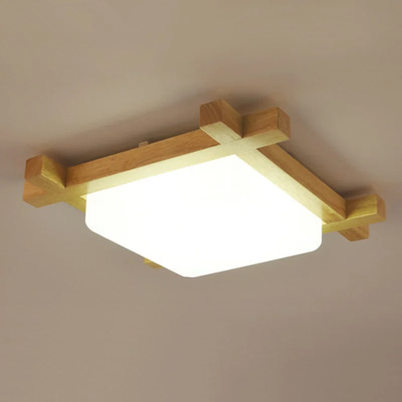 Скандинавские светодиодные деревянные потолочные светильники квадратной формы