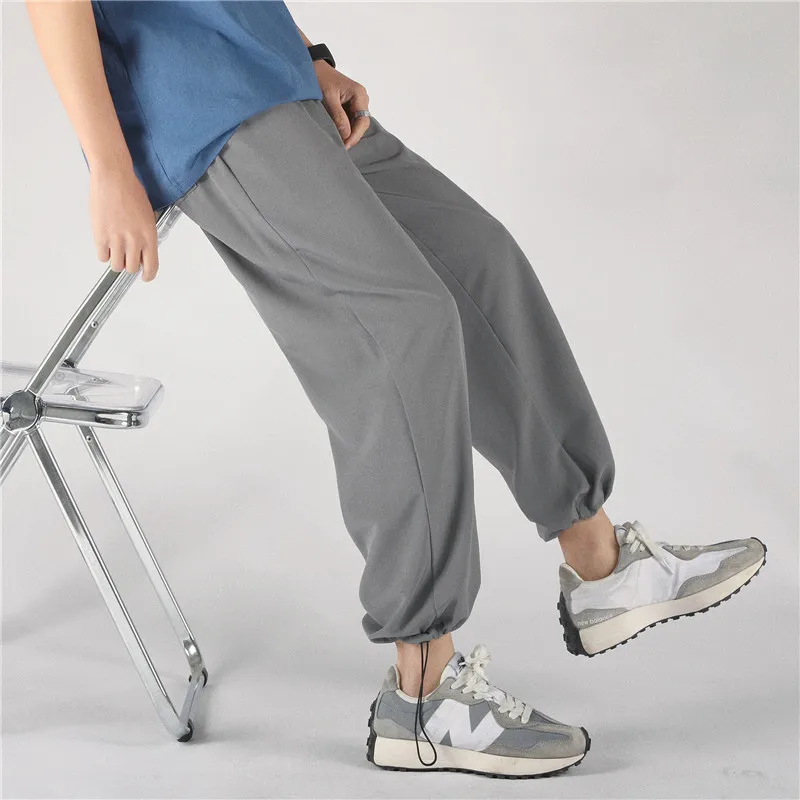 

Men's Trousers Summer Thin Loose Straight Leg Drape Leggings Pants Korean Version Of The Trend Of Solid Color Ankle-length Pants