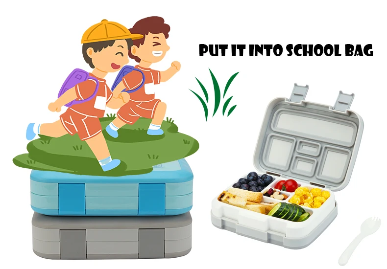 2 или 1 Bento Box для детей герметичный Ланч-бокс Microwavable контейнеры для еды большой ящик для хранения с отсеками