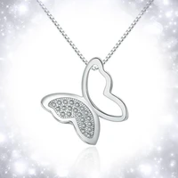 trendy simple elegant zircon butterfly pendant necklaces for women valentines day jewelry gift