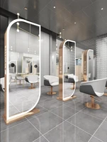 net red barber shop mirror table hair salon mirror trendy double sided mirror cabinet one hair salon dedicated led touch